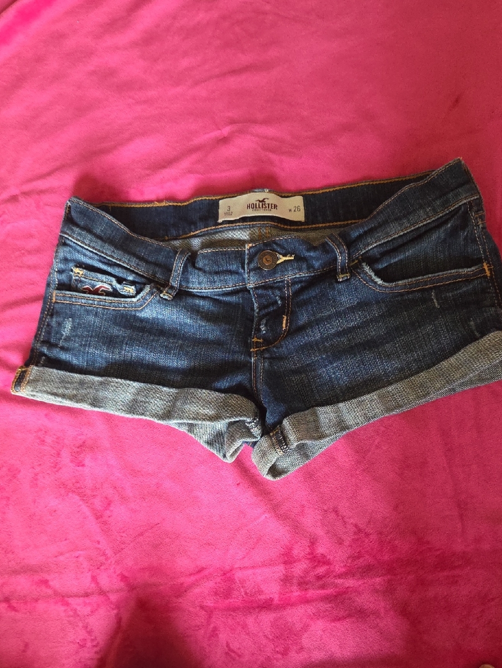 Hollister Dark Indigo Rolled Cuff Denim Shorts